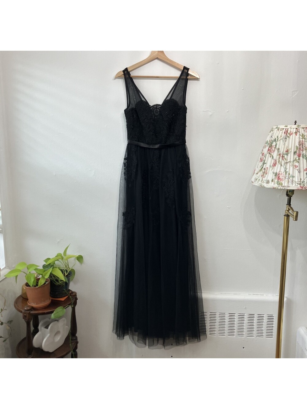Whimsigoth Witchy Sheer Mesh Intricate Beaded Floral Lace Dress Fairy Grunge 4